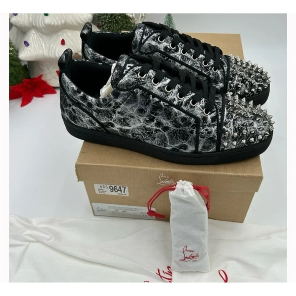 Christian Louboutin, Louis Jr black storm print leather size 45 made Italy - Picture 3 of 9